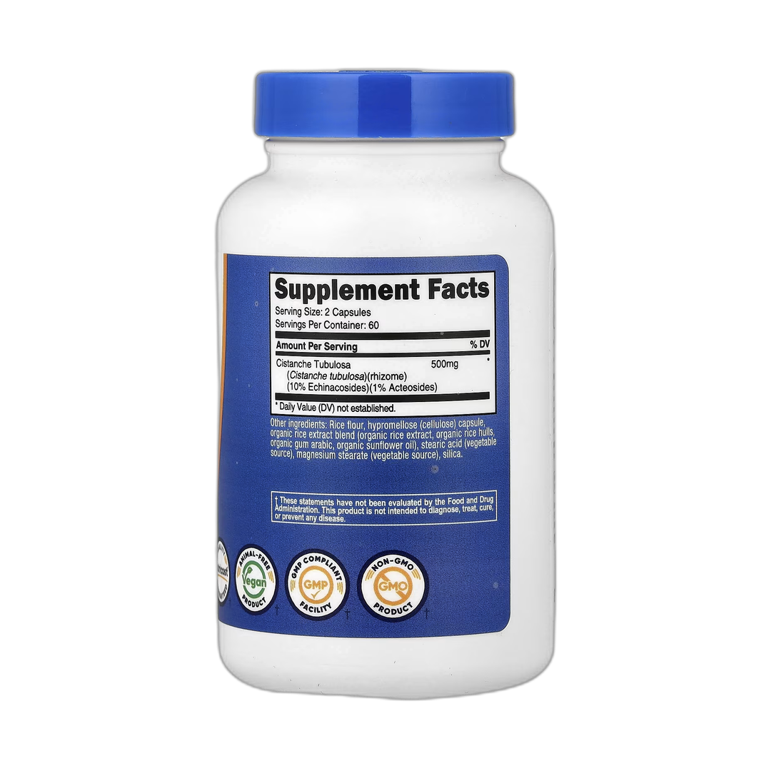 Nutricost, Cistanche Tubulosa, 120 Capsules back packaging view