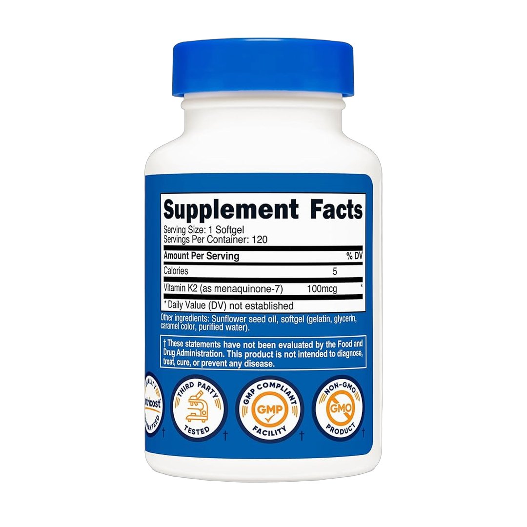 Nutricost, Vitamin K2 MK-7, 100 mcg, 120 Softgels