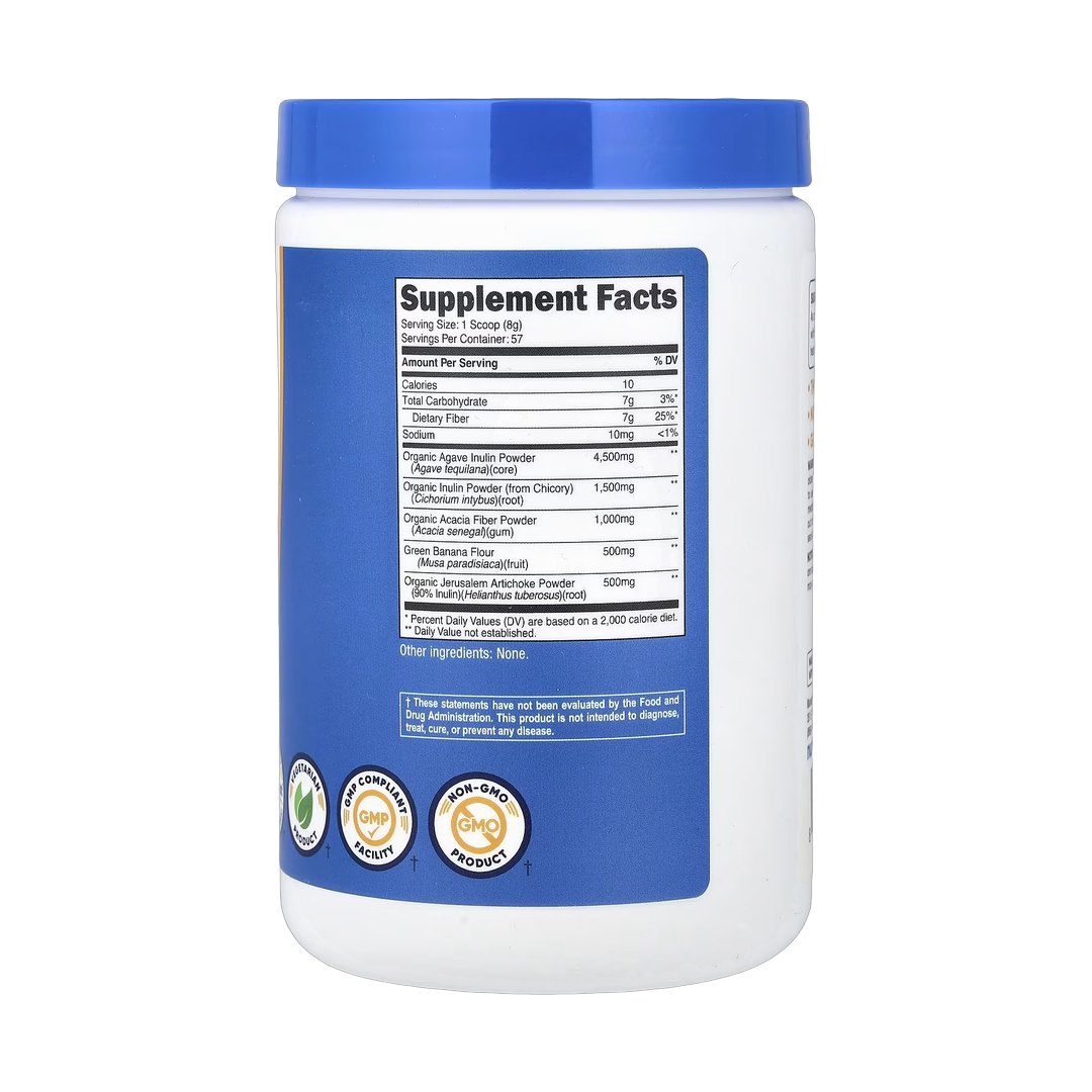 Nutricost, Prebiotic Fiber, Unflavored, 16.2 oz, 453 g back packaging view