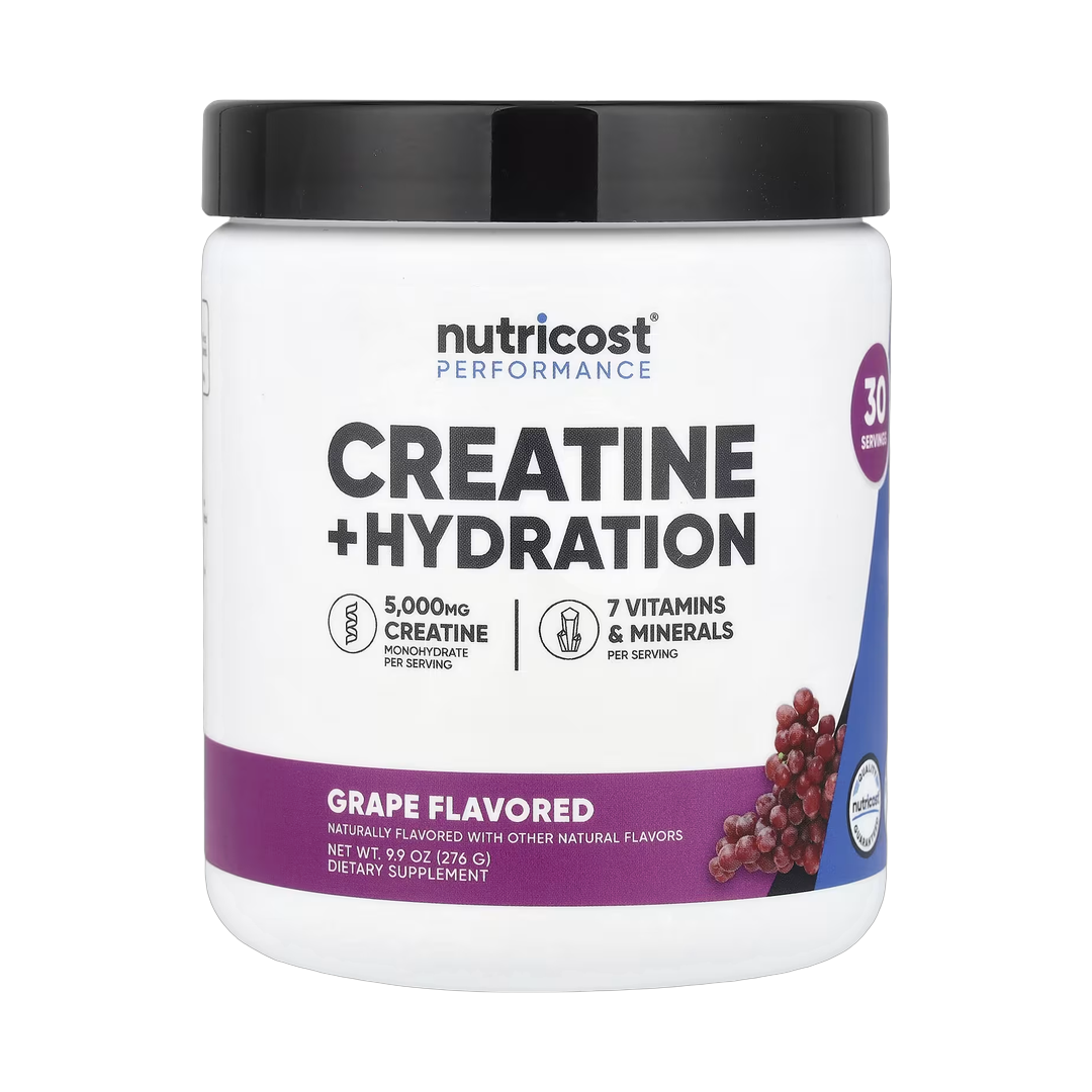 Nutricost, Performance, Creatine + Hydration, Grape, 9.9 oz, 276 g front packaging view