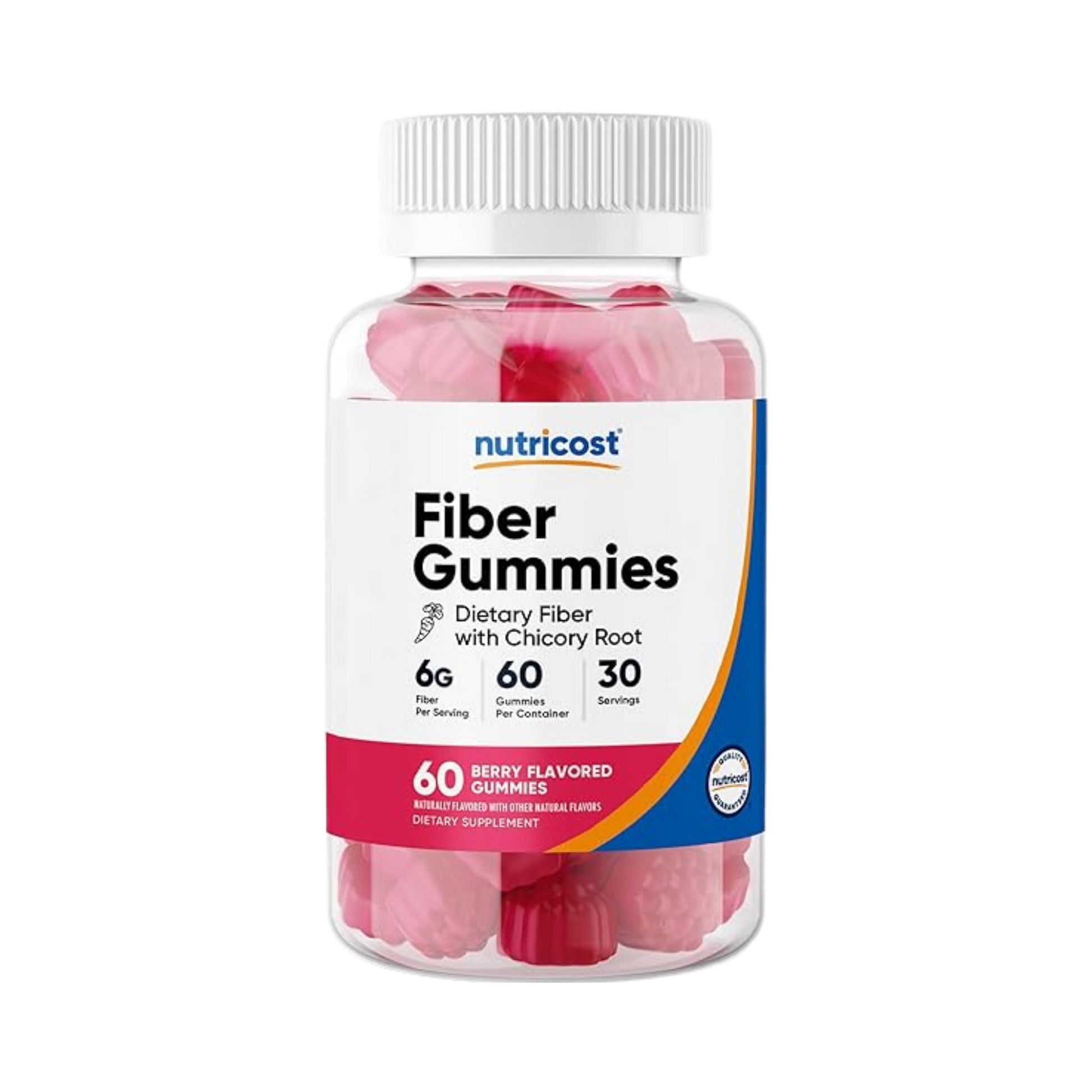 Nutricost, Fiber Gummies, Berry Flavored, 60 Gummies front packaging view