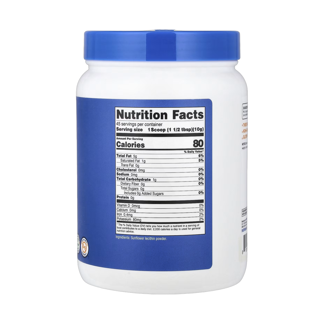 Nutricost, Sunflower Lecithin, Unflavored, 16.2 oz, 454 g back packaging view