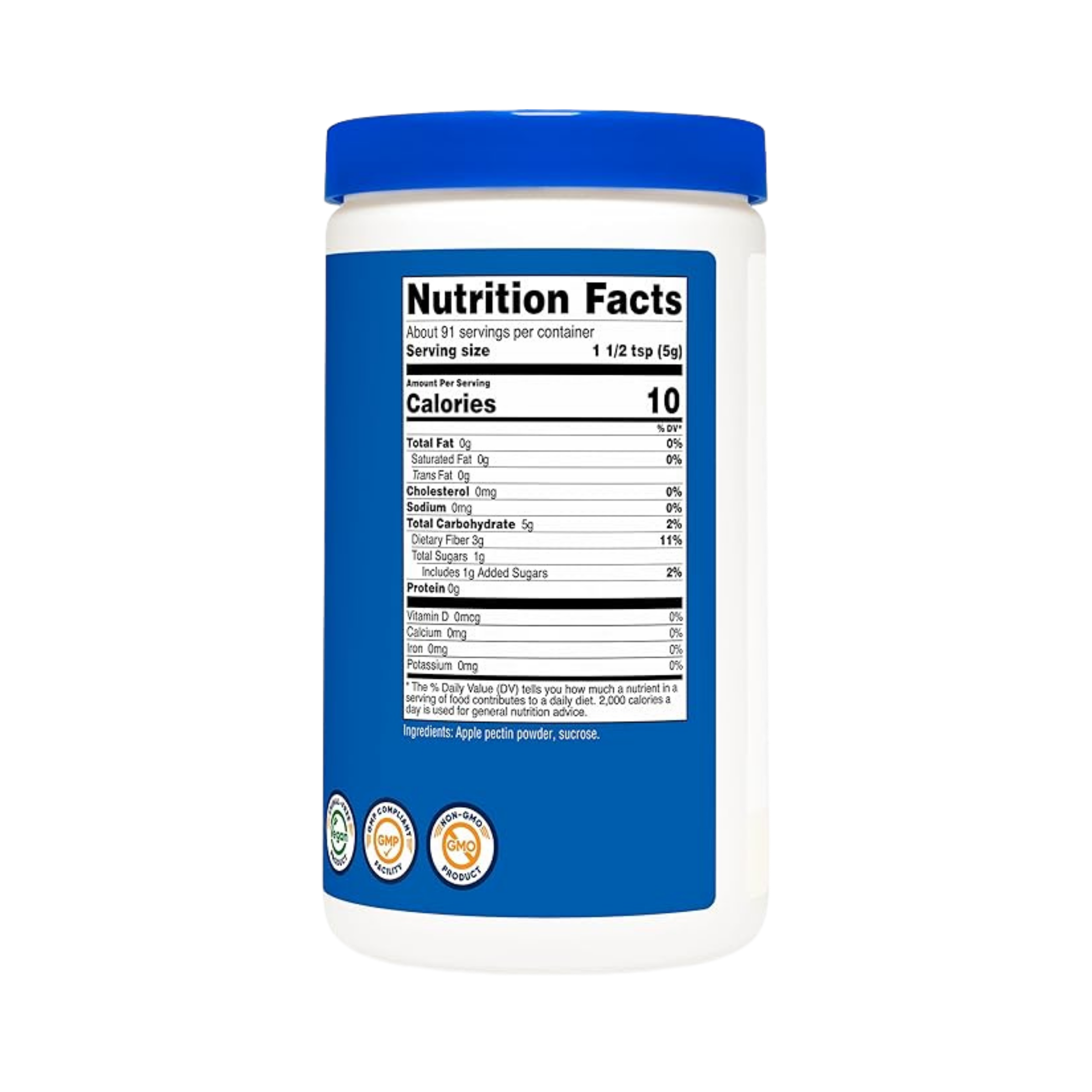 Nutricost, Apple Pectin, Unflavored, 1 lb, 454 g back packaging view