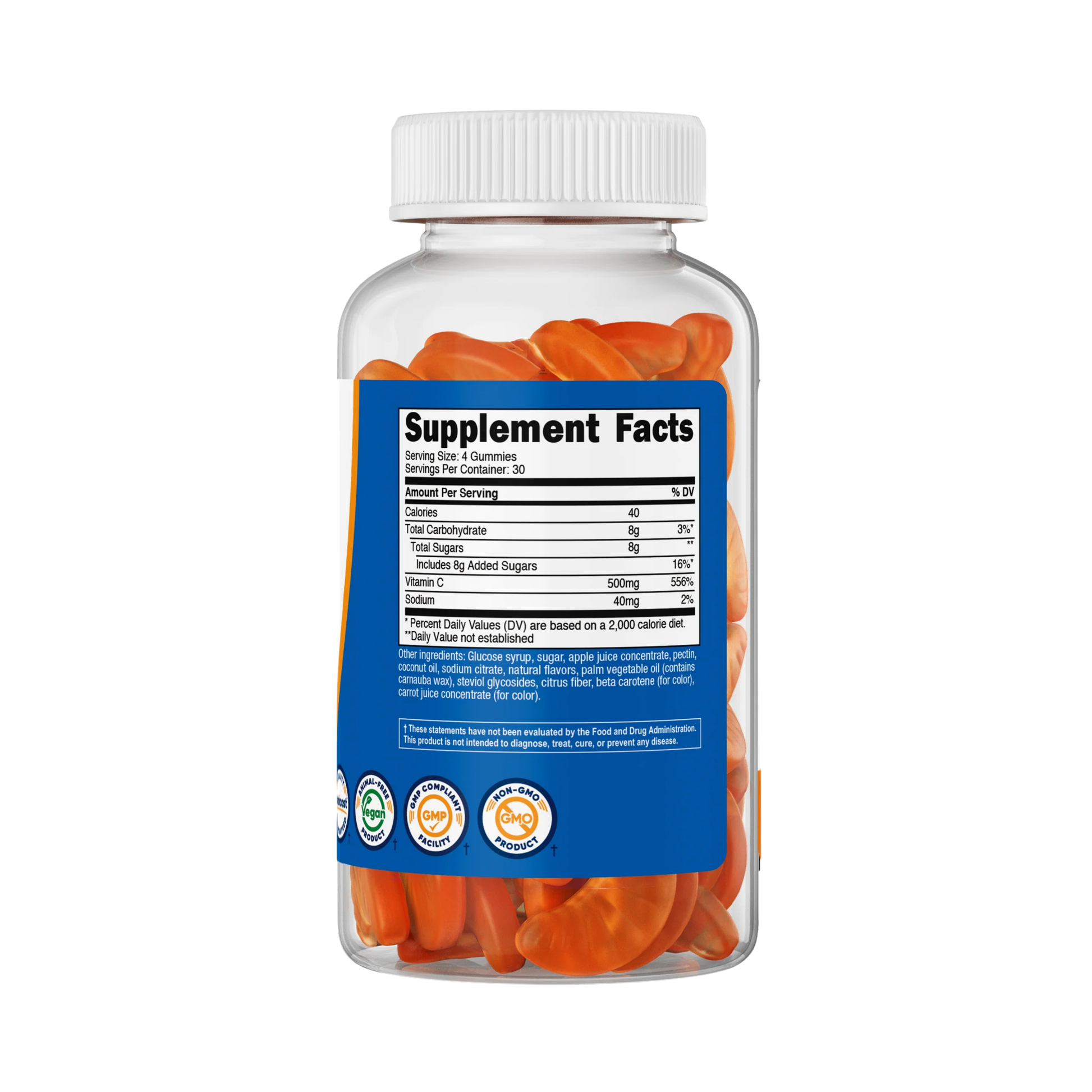 Nutricost, Vitamin C, 500 mg, 120 Gummies back packaging view