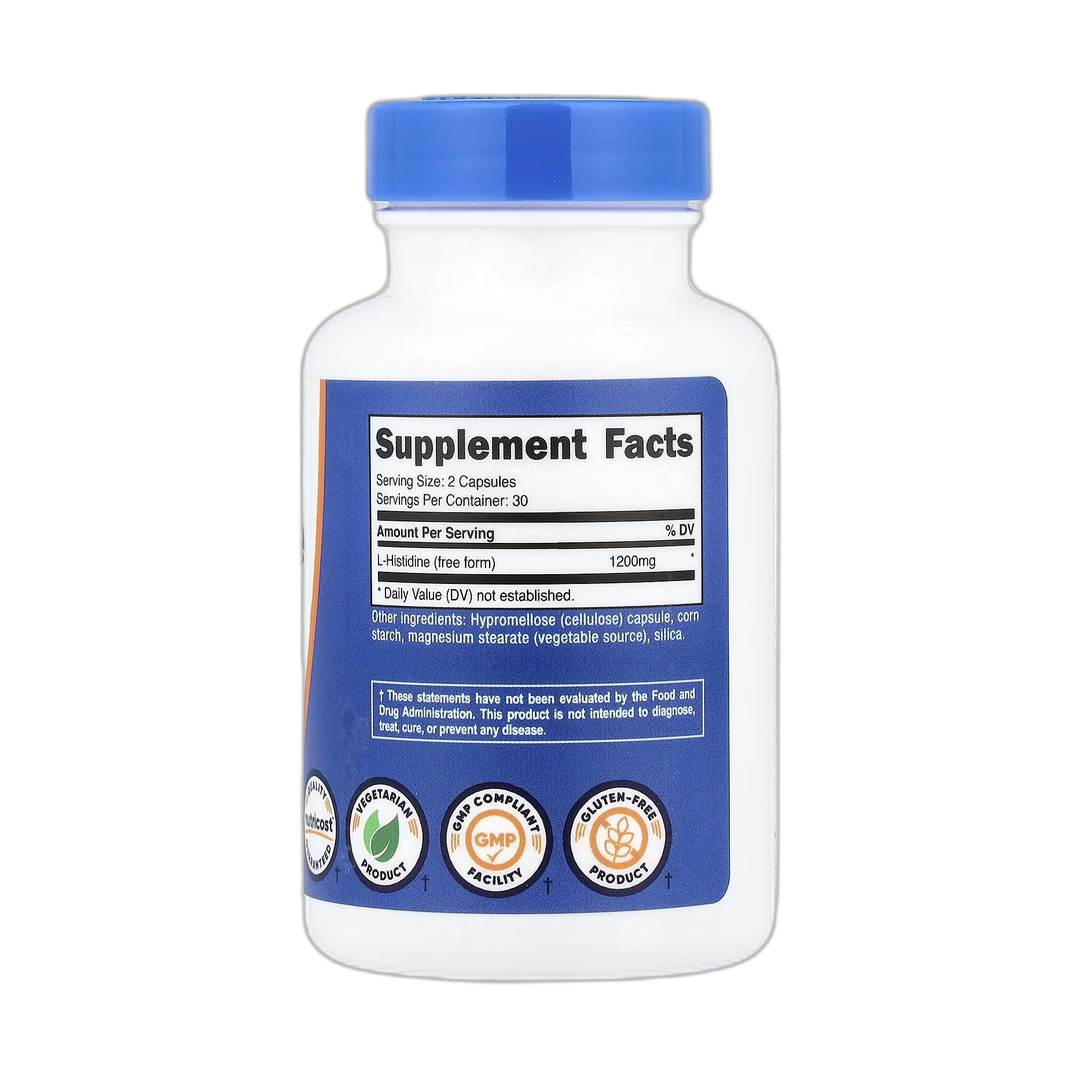 Nutricost, L-Histidine , 60 Capsule back packaging view