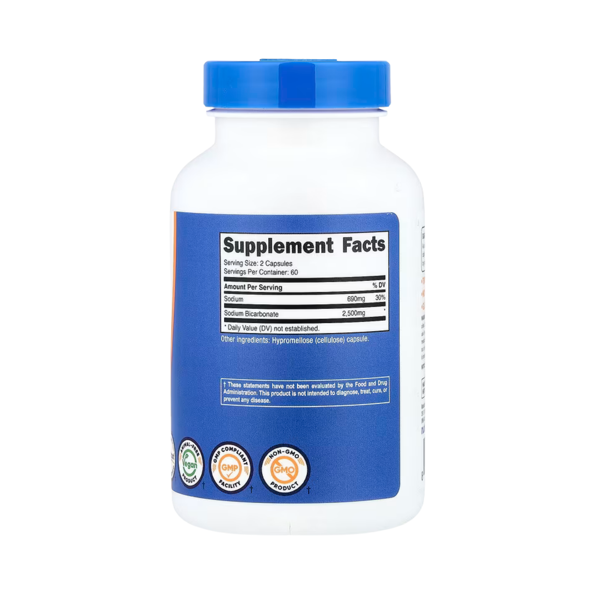 Nutricost, Sodium Bicarbonate, 120 Capsules back packaging view