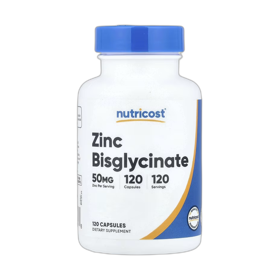Nutricost, Zinc Bisglycinate, 50 mg, 120 Capsules front packaging view