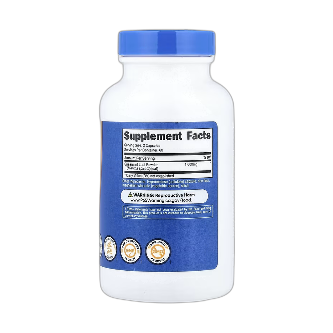 Nutricost, Spearmint Leaf, 120 Capsules back packaging view