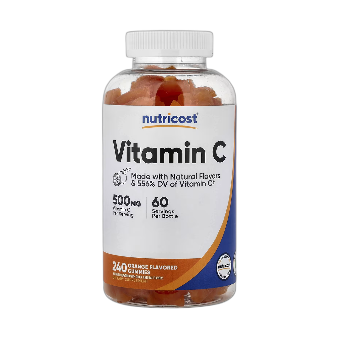 Nutricost, Vitamin C Gummies, Orange, 240 Gummies front packaging view