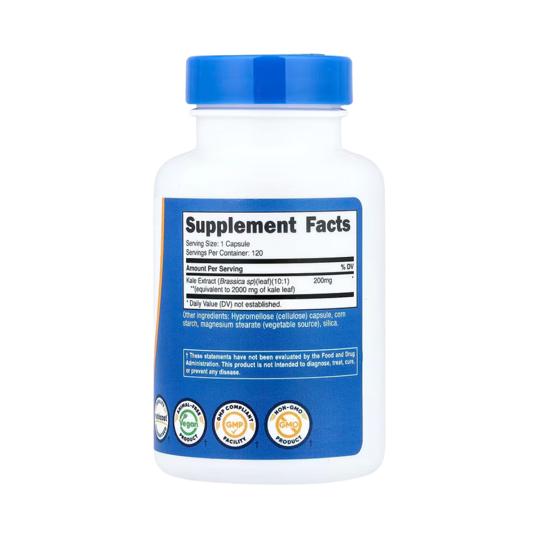 Nutricost, Kale, 2,000 mg, 120 Capsules back packaging view