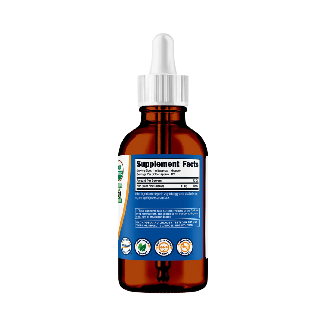 Nutricost, Ionic Zinc, liquid Drops, 4 fl. Oz, 120 ml back packaging view