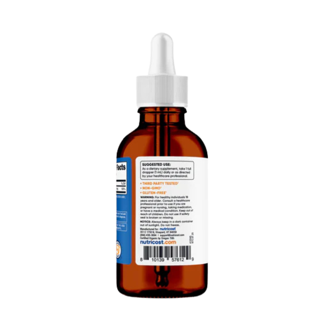 Nutricost, Ionic Zinc, liquid Drops, 4 fl. Oz, 120 ml packaging side view