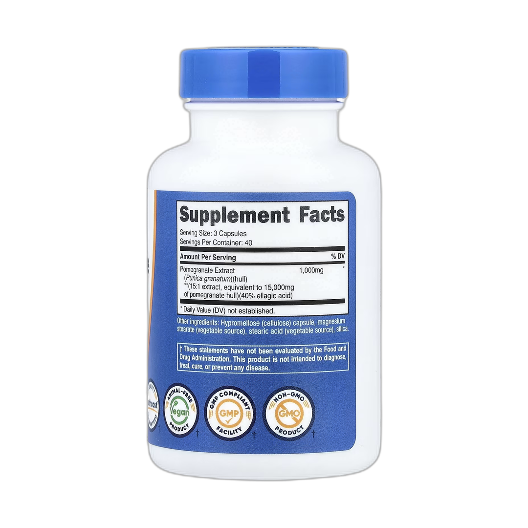 Nutricost, Pomegranate, 120 Capsules back packaging view