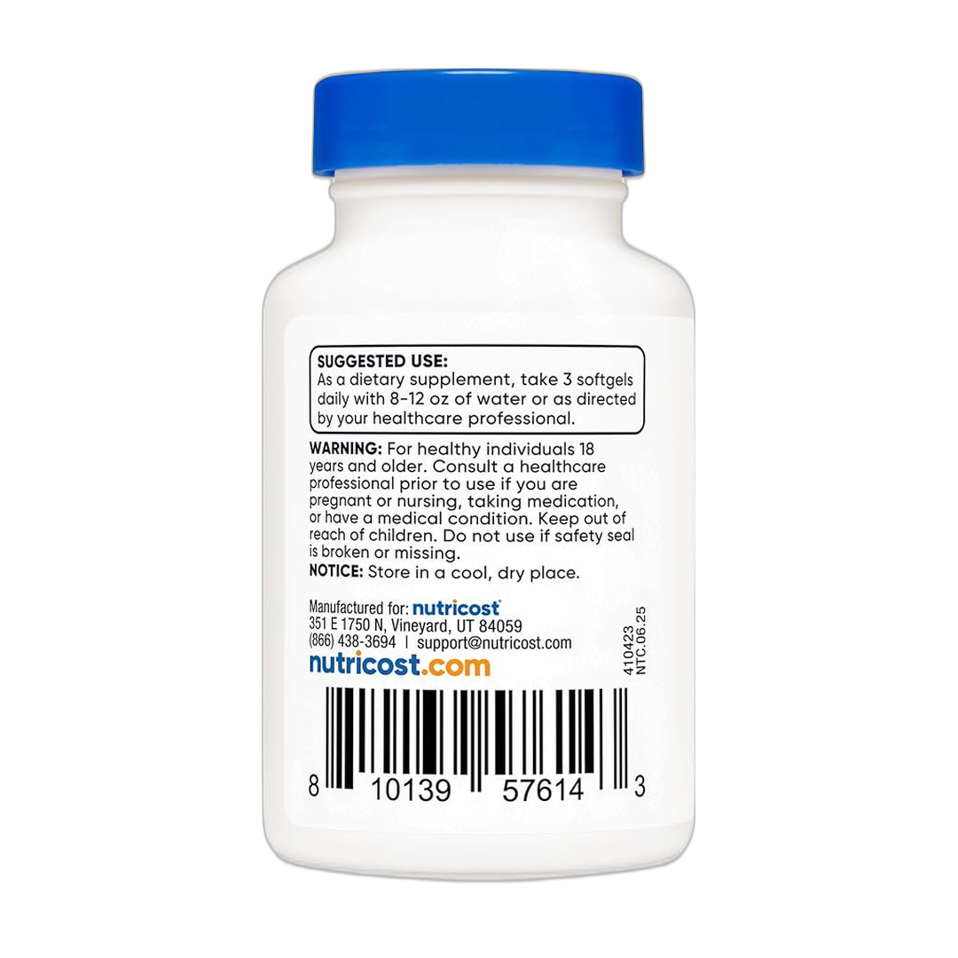 Nutricost, Garlic & Parsley Oil, 15mg, 180 Softgels packaging side view
