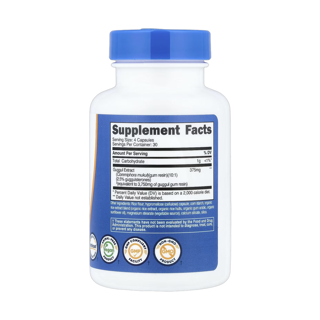 Nutricost, Guggul Extract, 120 Capsules back packaging view