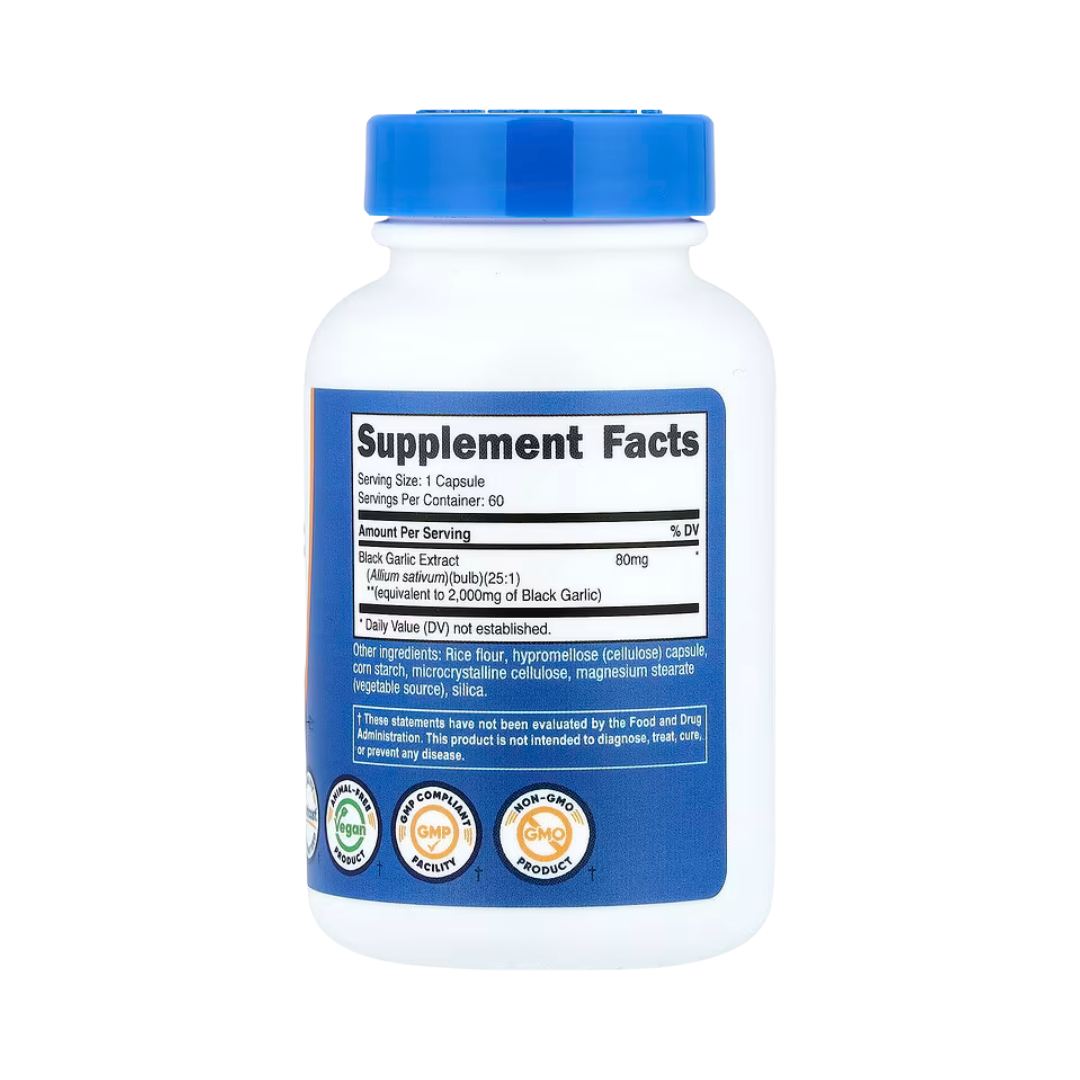 Nutricost, Black Garlic, 2,000 mg, 60 Capsules back packaging view