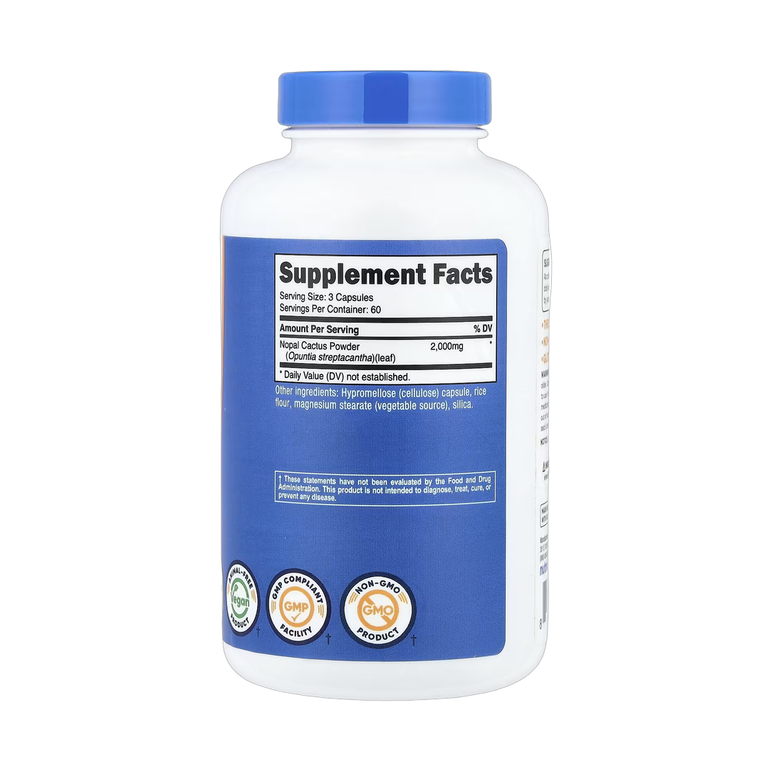 Nutricost, Nopal Cactus, 180 Capsules back packaging view