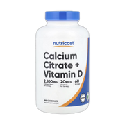 Nutricost, Calcium Citrate + Vitamin D, 180 Capsules front packaging view