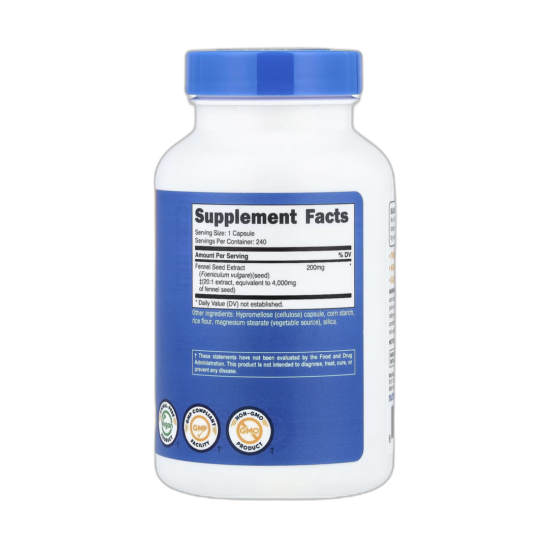 Nutricost, Fennel Seed, 240 Capsules back packaging view