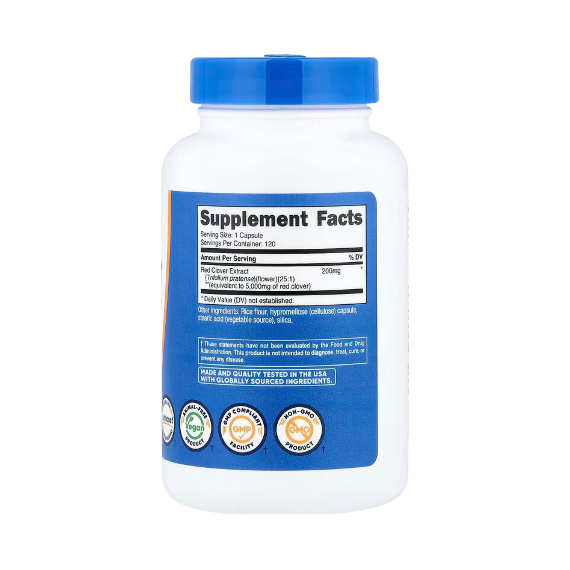 Nutricost, Red Clover, 120 Capsules back packaging view