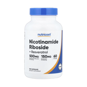 Nutricost, Nicotinamide Riboside + Resveratrol, 120 Capsules front packaging view
