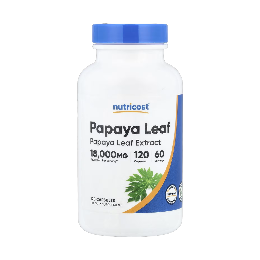 Nutricost, Papaya Leaf, 120 Capsules front packaging view