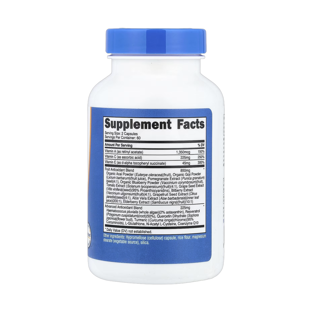 Nutricost, Super Antioxidants, 120 Capsules back packaging view