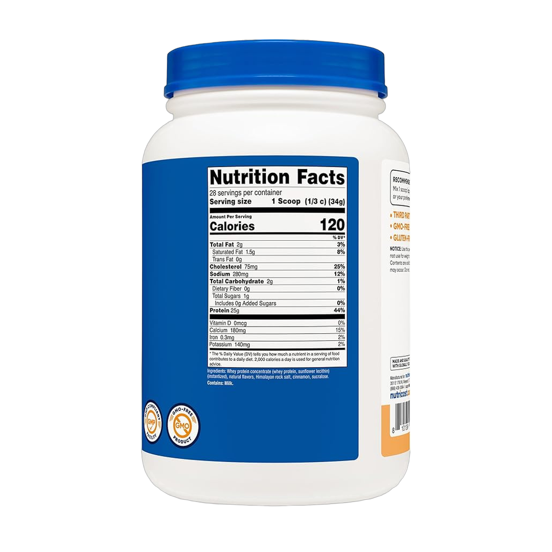 Nutricost, Whey Protein Concentrate, Churro Flavored, 2 lb back packaging view