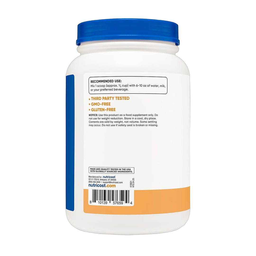 Nutricost, Whey Protein Concentrate, Churro Flavored, 2 lb packaging side view