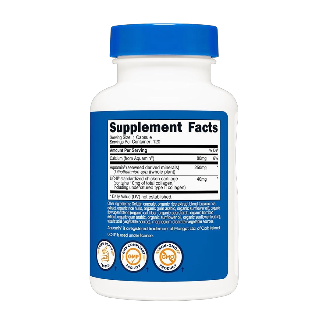 Nutricost, UC-II Collagen, 40 mg, 120 Capsules back packaging view