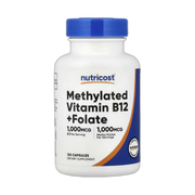 Nutricost, Methylated Vitamin B12 + Folate, 120 Capsules front packaging view