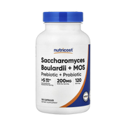 Nutricost, Saccharomyces Boulardii + MOS, 120 Capsules front packaging view