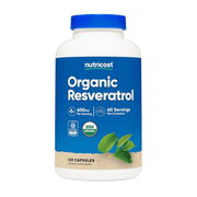 Nutricost, Organic Resveratrol, 600 mg, 120 Capsules front packaging view
