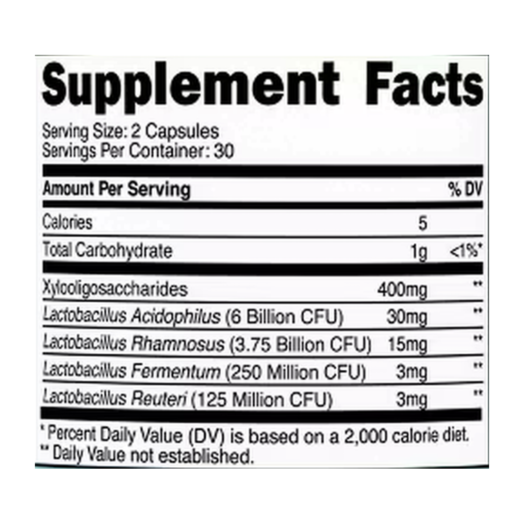 Nutricost, Vaginal Probiotic for Women, 10 Billion CFU, 60 Capsules supplement facts label showing ingredients, vitamins, minerals, and serving information
