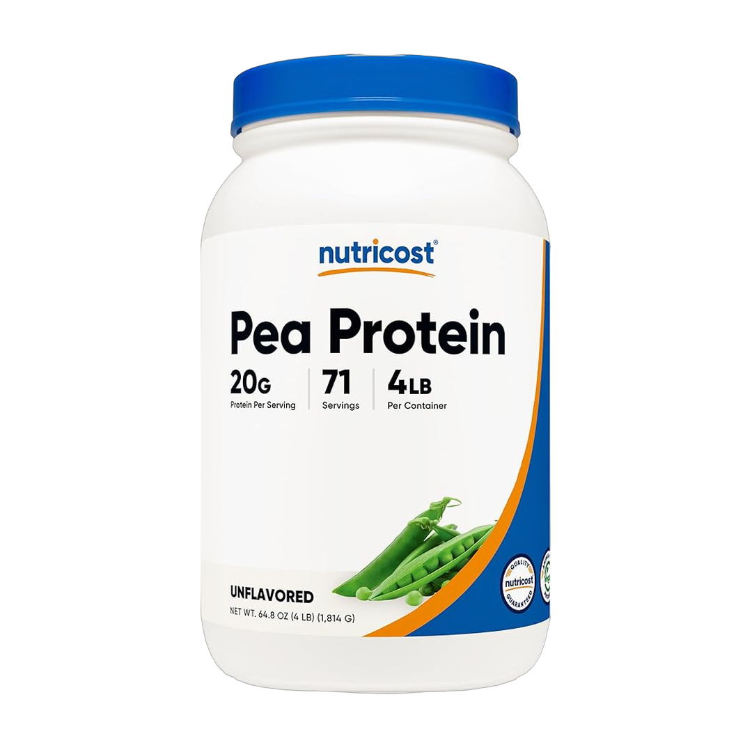 Nutricost, Pea Protein, Unflavored, 4 lb, 1,814 g front packaging view