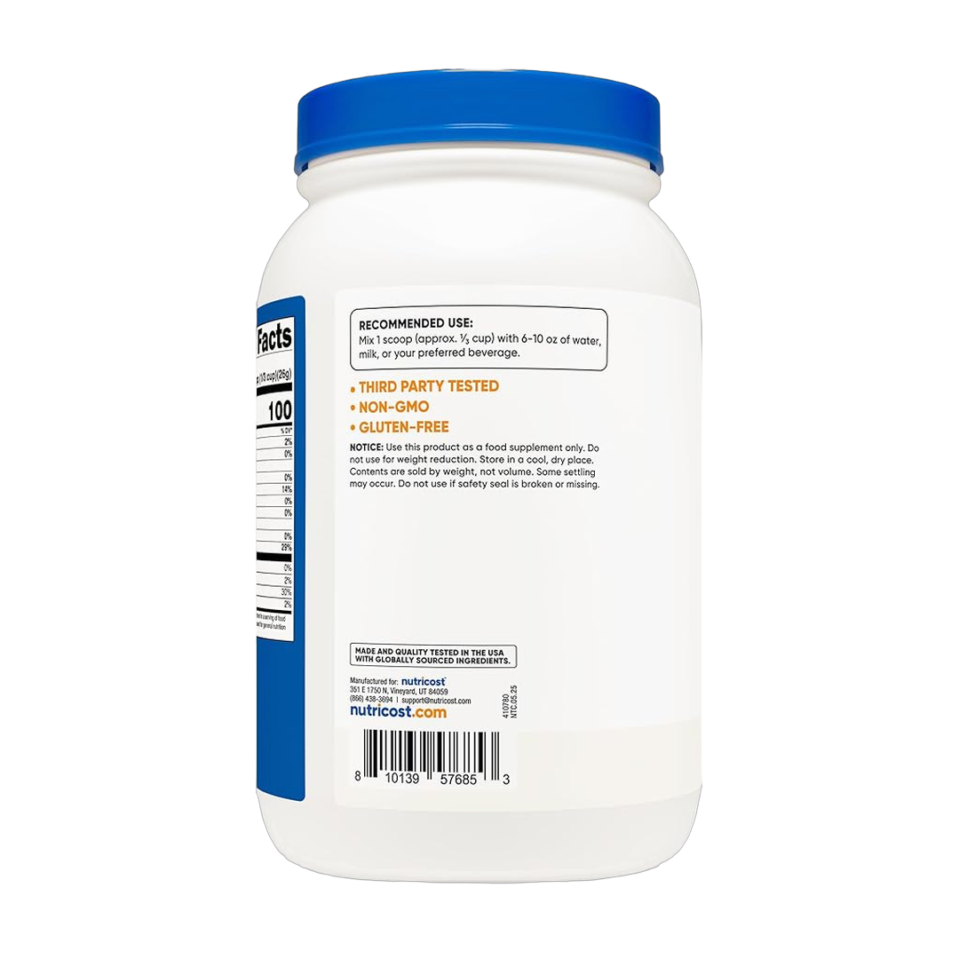 Nutricost, Pea Protein, Unflavored, 4 lb, 1,814 g packaging side view