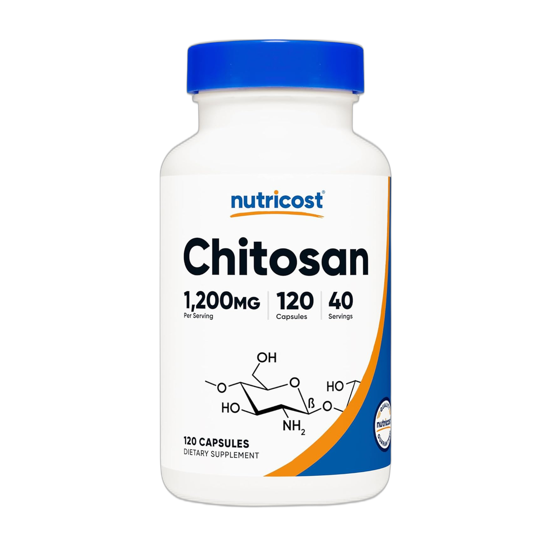 Nutricost, Chitosan, 1,200mg, 120 Capsules front packaging view