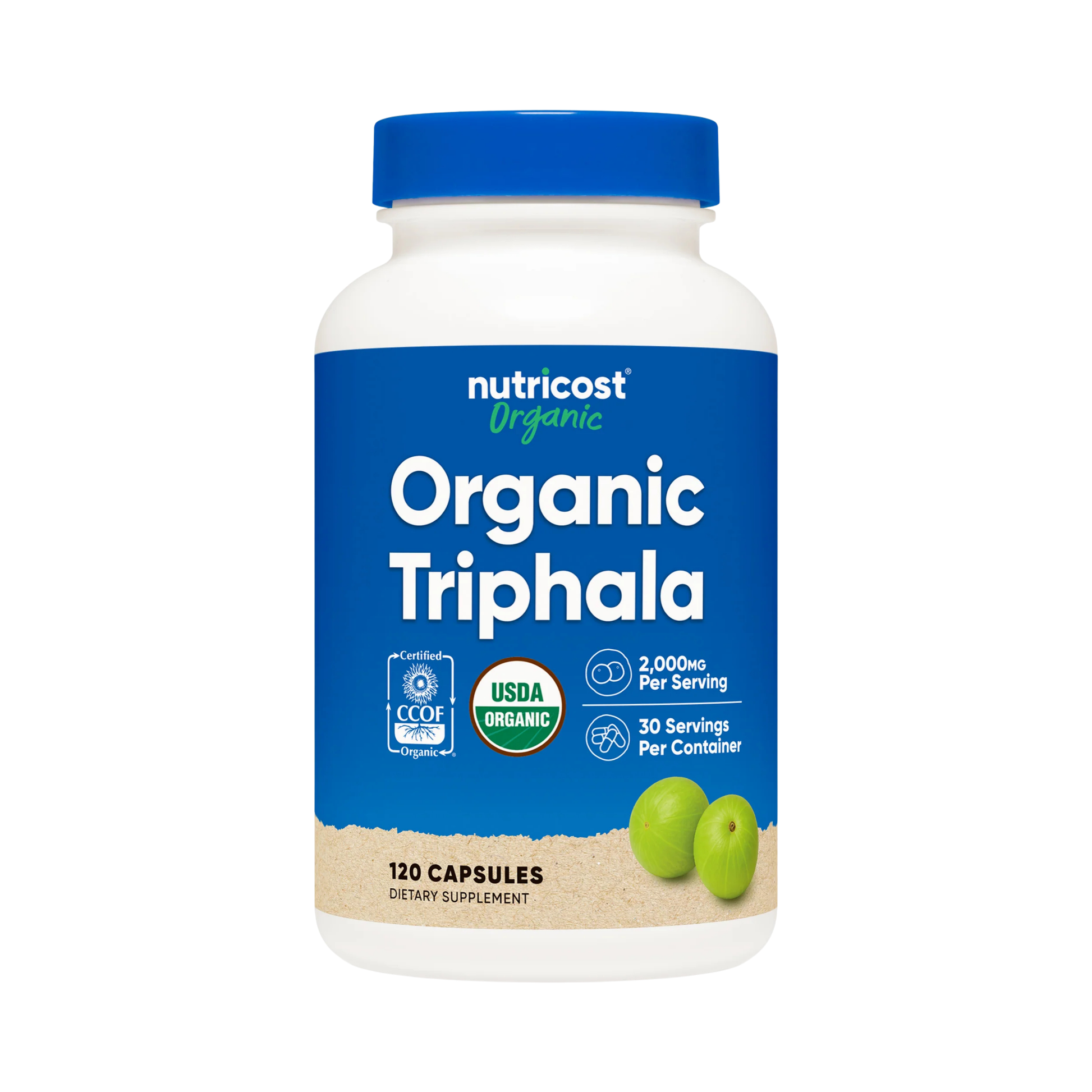 Nutricost, Organic Triphala, 120 Capsules front packaging view
