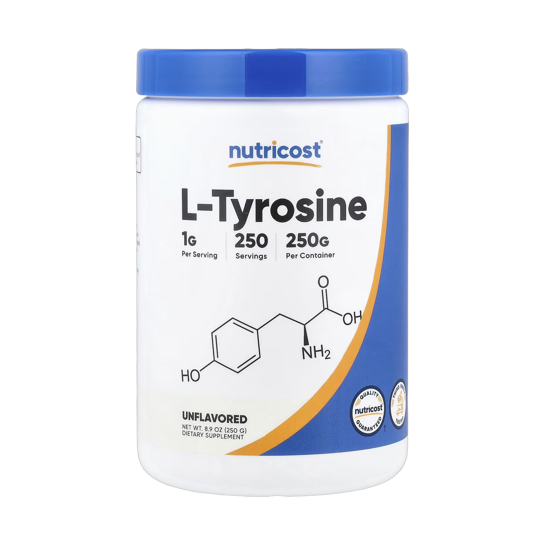 Nutricost, L-Tyrosine, Unflavored, 8.9 oz, 250 g front packaging view