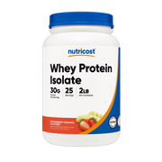 Nutricost, Whey Protein Isolate, Strawberry Banana, 2 lb, 907 g front packaging view