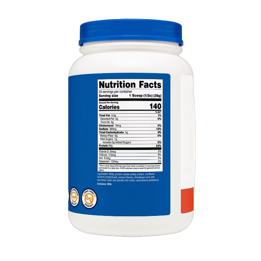 Nutricost, Whey Protein Isolate, Strawberry Banana, 2 lb, 907 g back packaging view