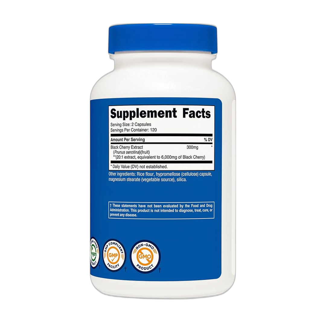Nutricost, Black Cherry Extract, 6,000mg, 240 Capsules back packaging view