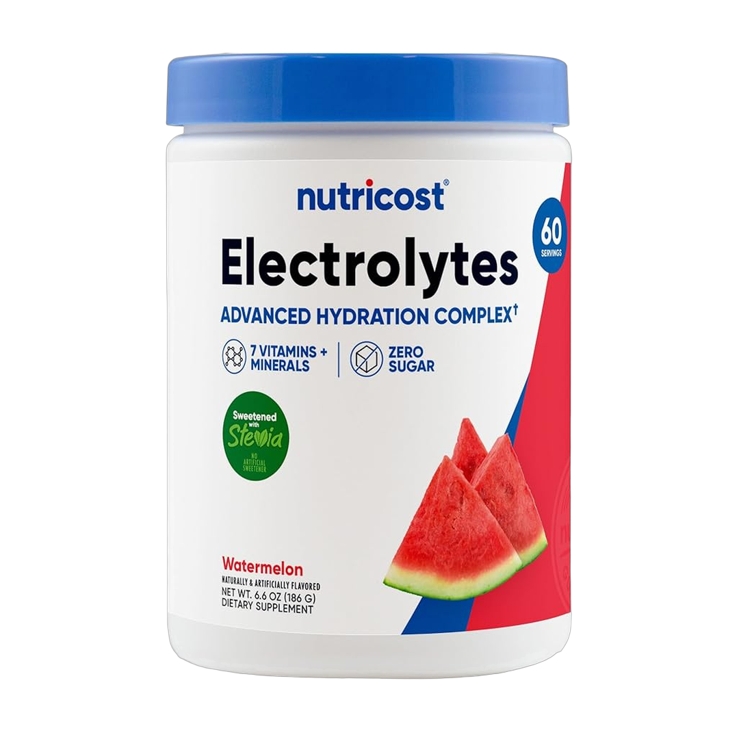 Nutricost, Electrolytes, Complex Powder, Watermelon, 6.6 oz, 186 g front packaging view