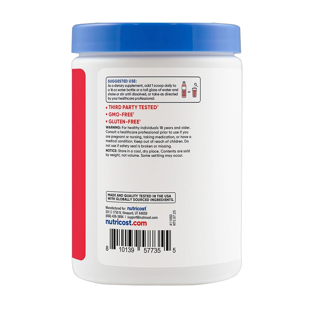Nutricost, Electrolytes, Complex Powder, Watermelon, 6.6 oz, 186 g packaging side view