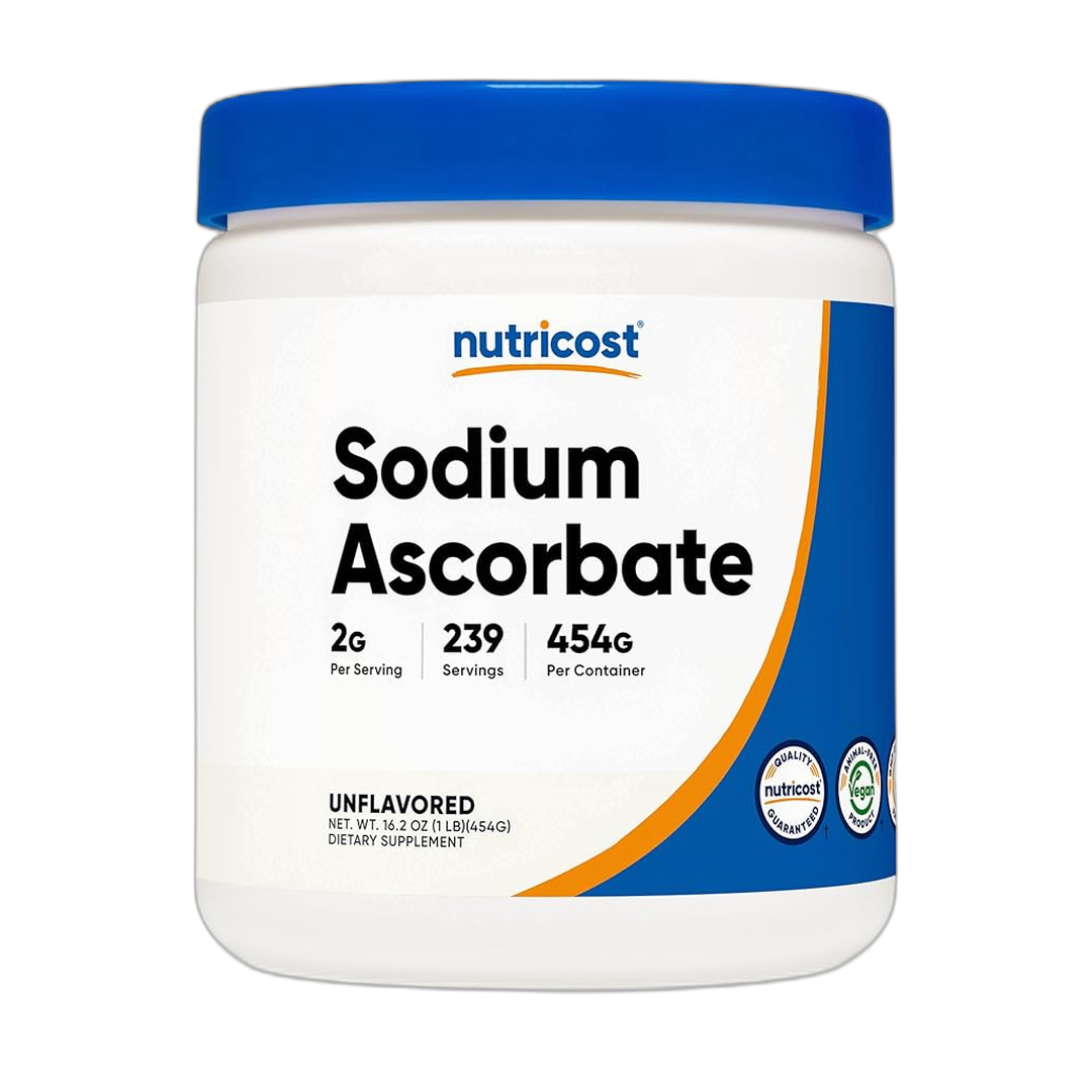Nutricost, Sodium Ascorbate, 16.2 oz, 454 g front packaging view