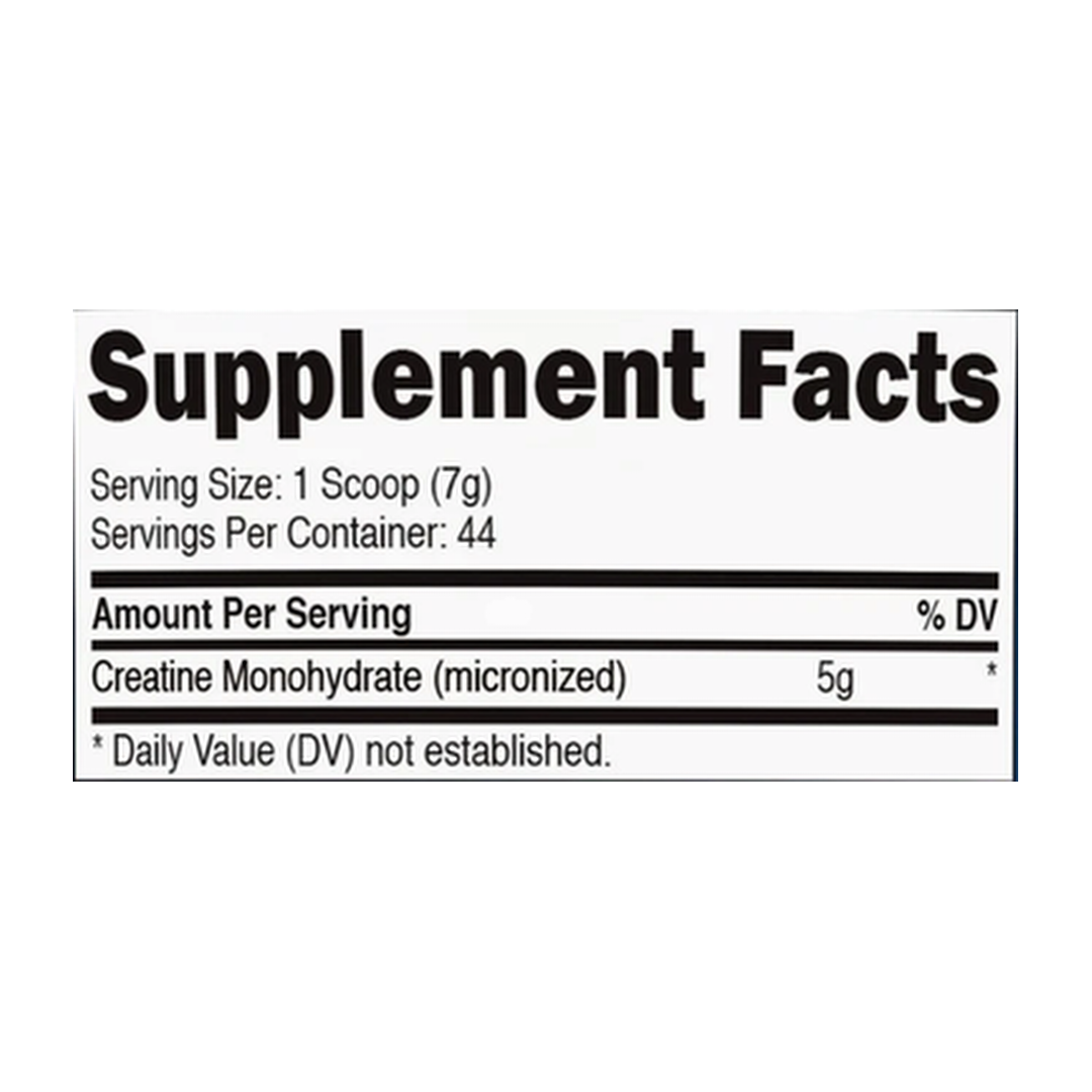 Nutricost, Performance, Creatine Monohydrate, Shaq's Berry Blast, 10.7 oz, 300 g supplement facts label showing ingredients, vitamins, minerals, and serving information