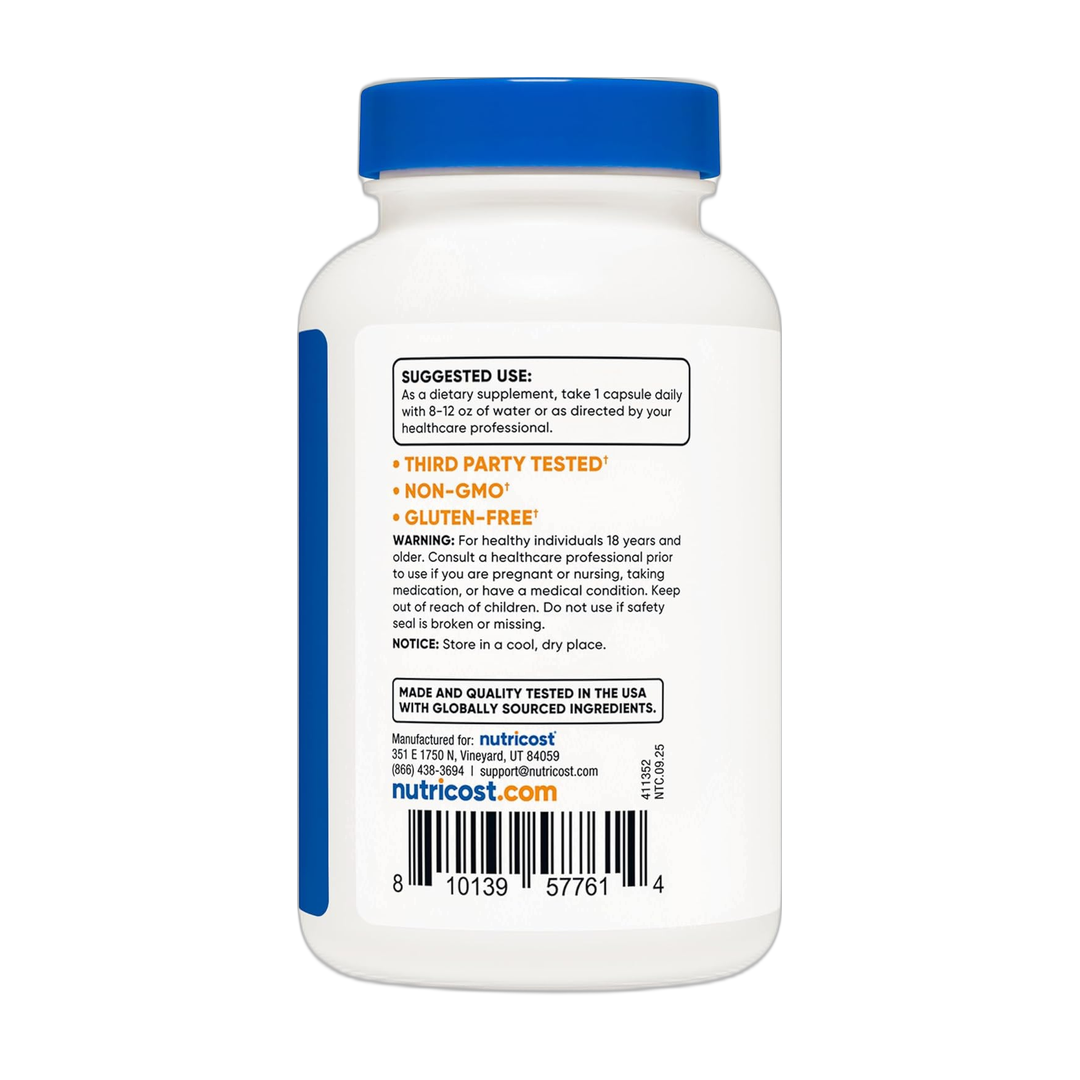 Nutricost, Molybdenum, 500 mg, 240 Capsules back packaging view