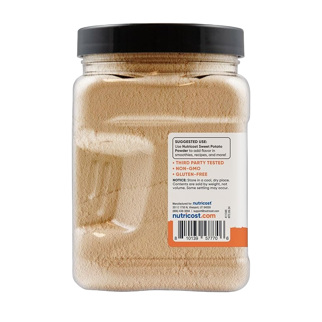 Nutricost, Pantry, Sweet Potato Powder, 1.5 LB, 680 g packaging side view