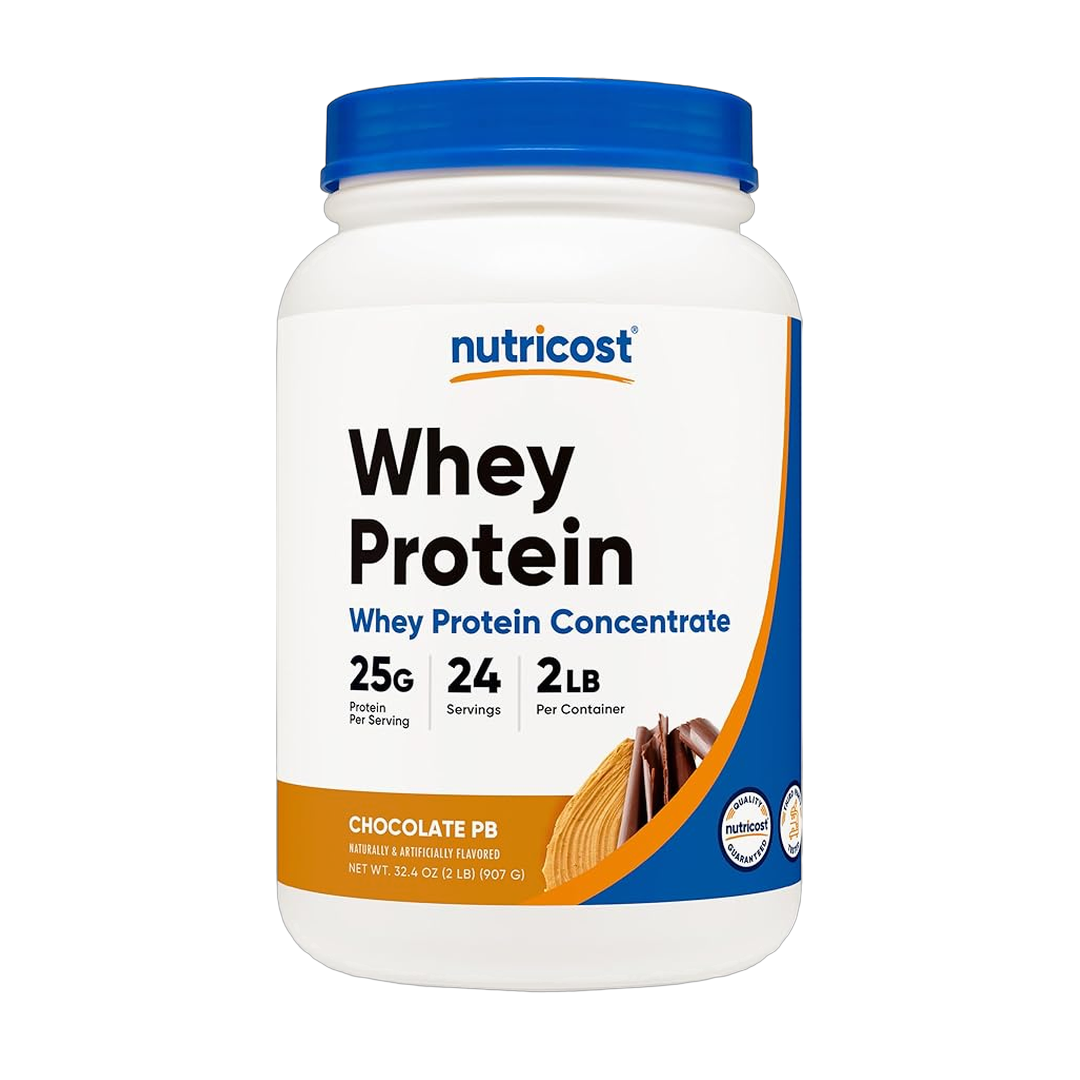 Nutricost, Whey Protein Concentrate, Chocolate Peanut Butter, 2 lb front packaging view