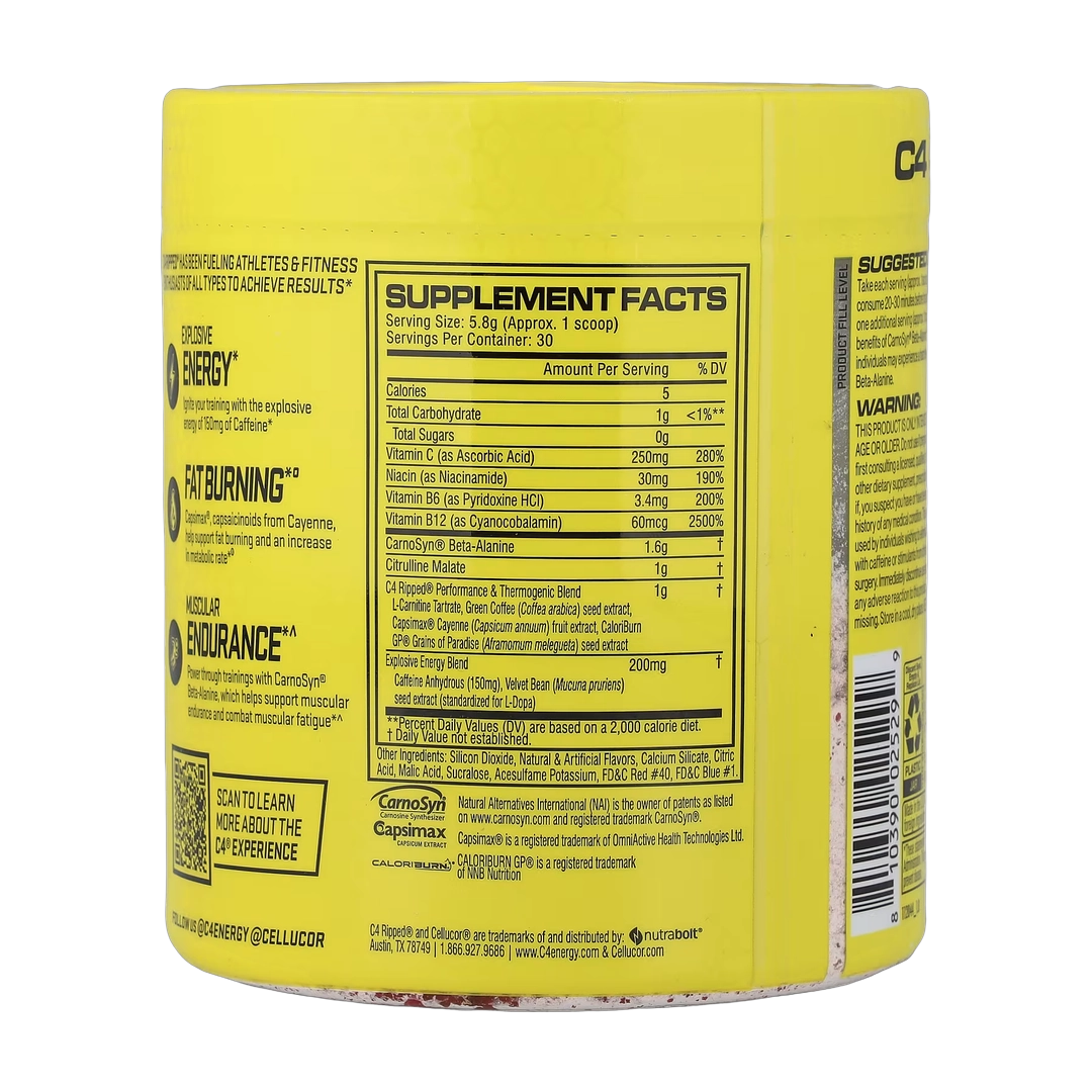C4 / Cellucor, C4 Ripped®, Pre-Workout, Raspberry Lemonade, 6.1 oz (174 g)